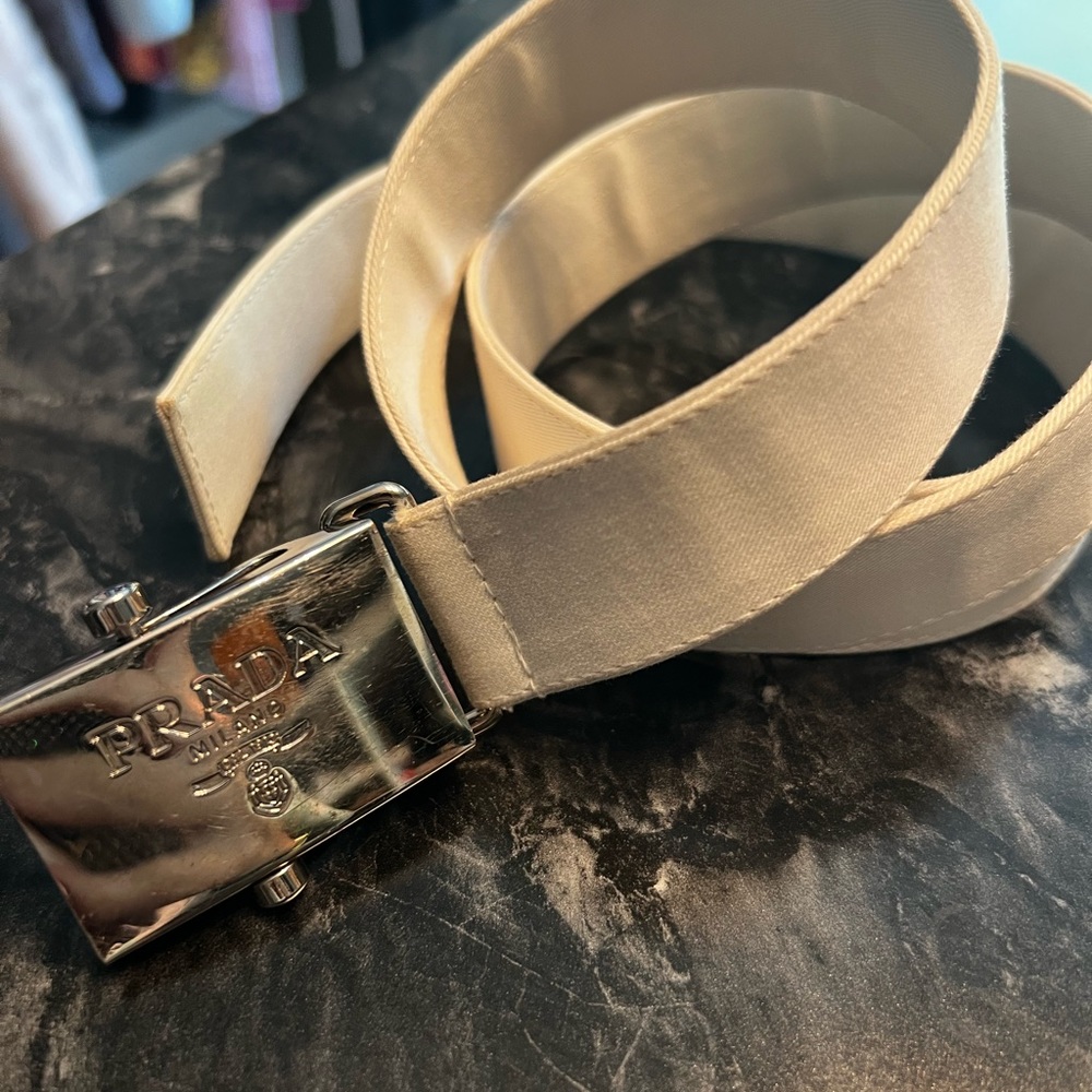 White authentic prada belt